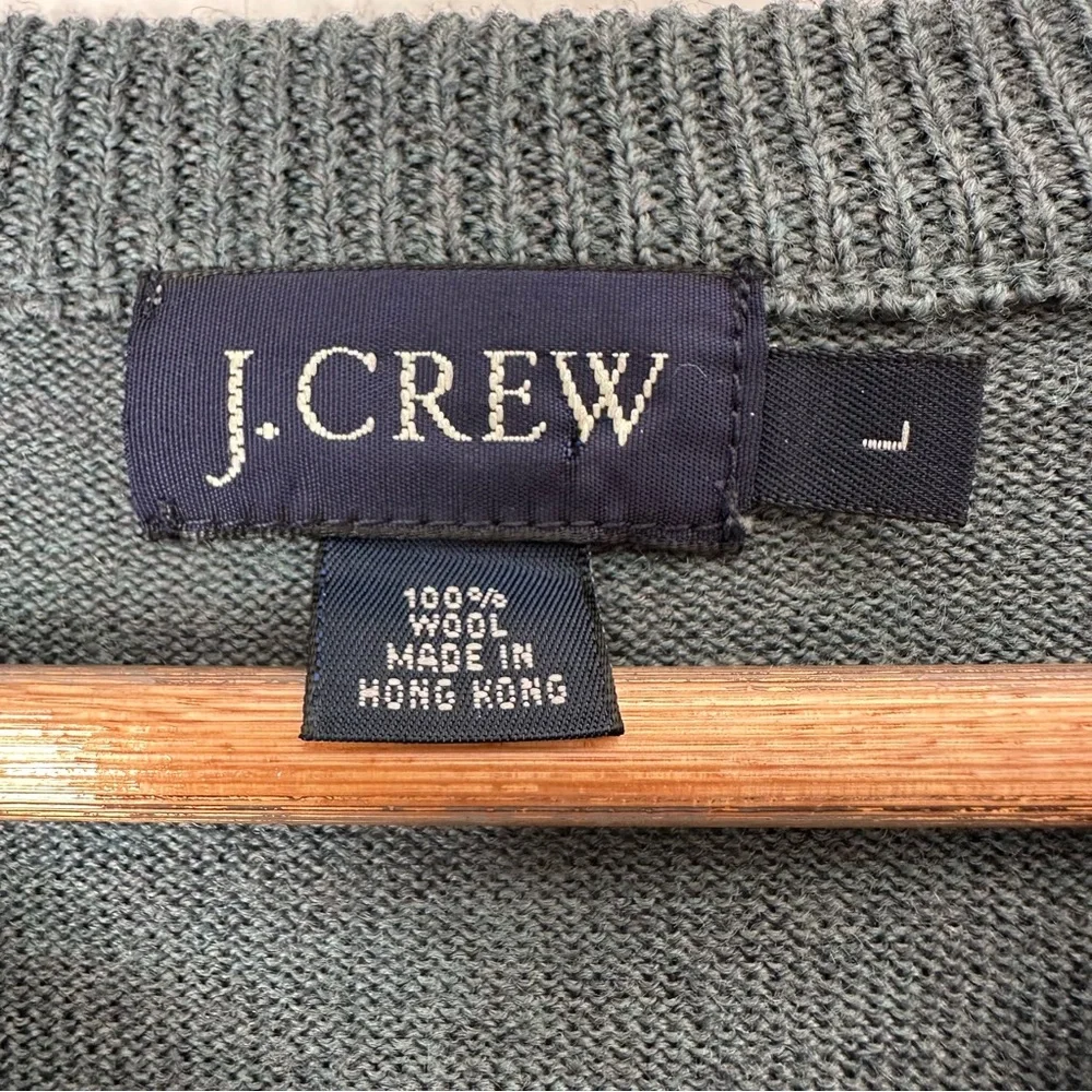 J. Crew V-Neck Pullover 100% Wool Sweater Large preppy shirt Academia school boy
